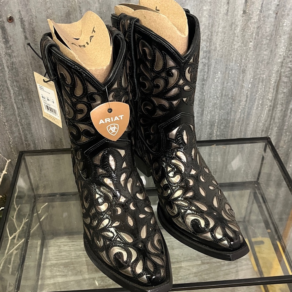 Ariat Black and Cream Cutout Western Boots